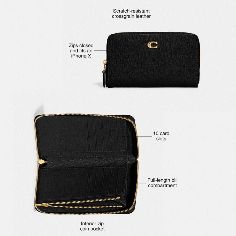 Black Women COACH® Medium Zip Around Wallet | NZ UZB977