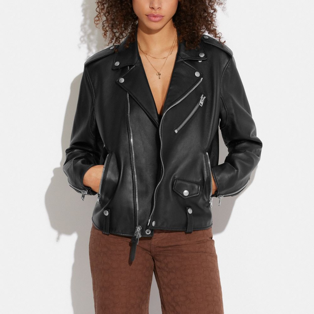 Black Women COACH® Moto Jacket | NZ LIJ430