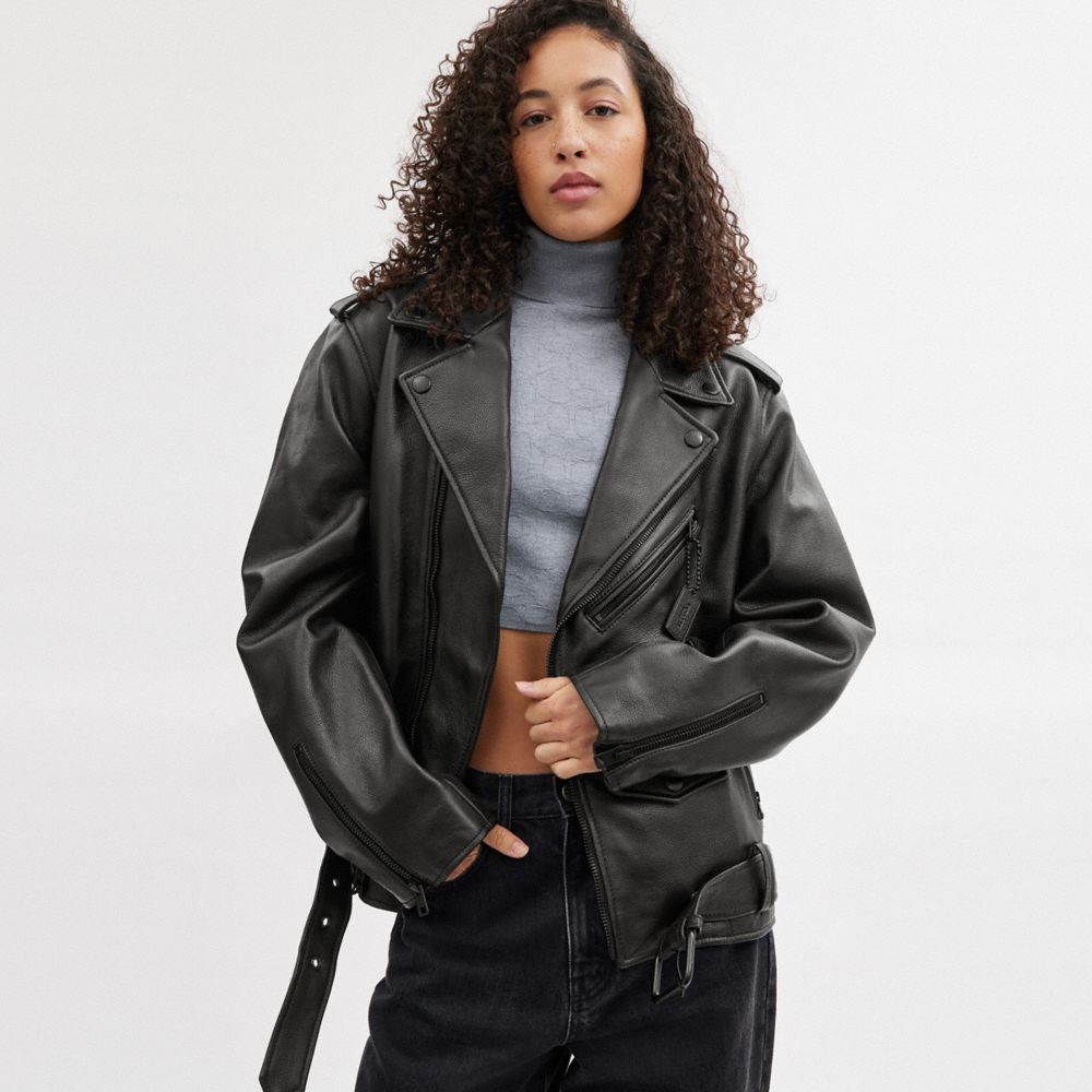 Black Women COACH® Moto Jacket | NZ ZUK431