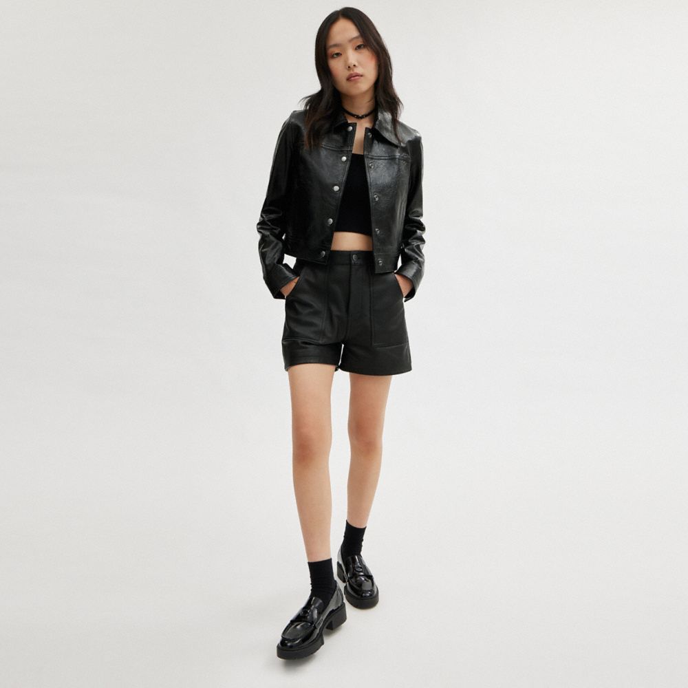 Black Women COACH® Patent Leather Jacket | NZ XYL432