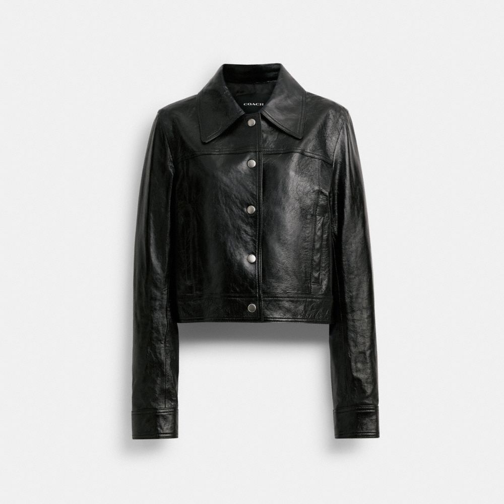 Black Women COACH® Patent Leather Jacket | NZ XYL432