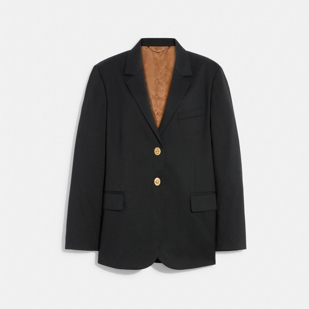 Black Women COACH® Relaxed Blazer With Signature Lining Coat | NZ HAP396