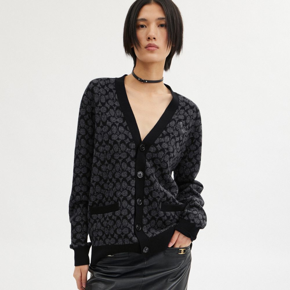 Black Women COACH® Rexy Cardigan Sweater | NZ JPD480