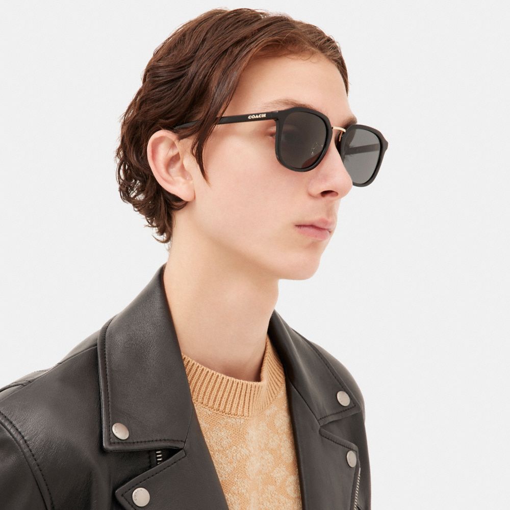 Black Women COACH® Rounded Geometric Sunglasses | NZ CTP693