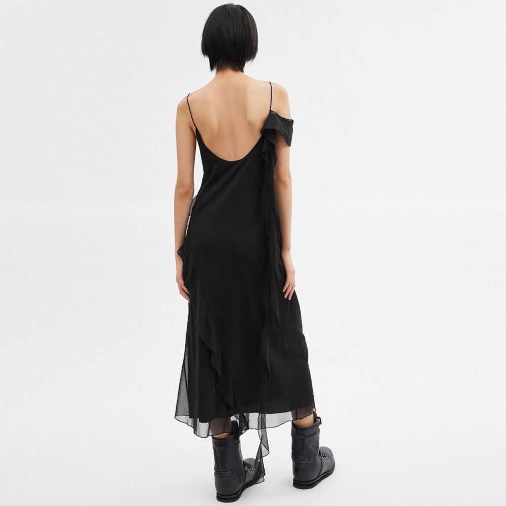 Black Women COACH® Ruffle Tulle Dress | NZ TCX407