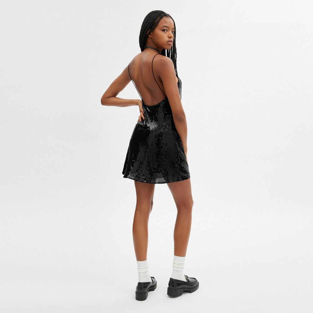 Black Women COACH® Sequin Short Cami Dress | NZ RVC408