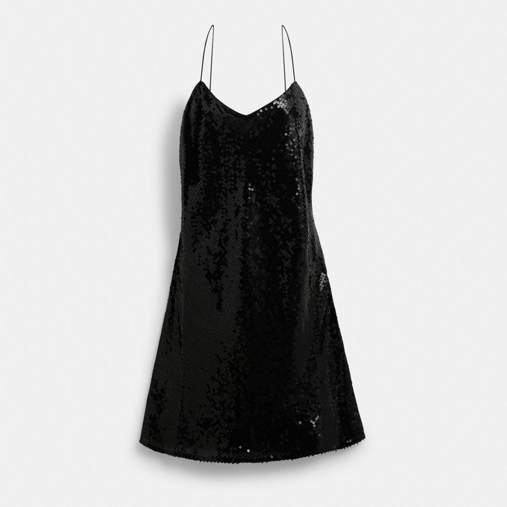 Black Women COACH® Sequin Short Cami Dress | NZ RVC408