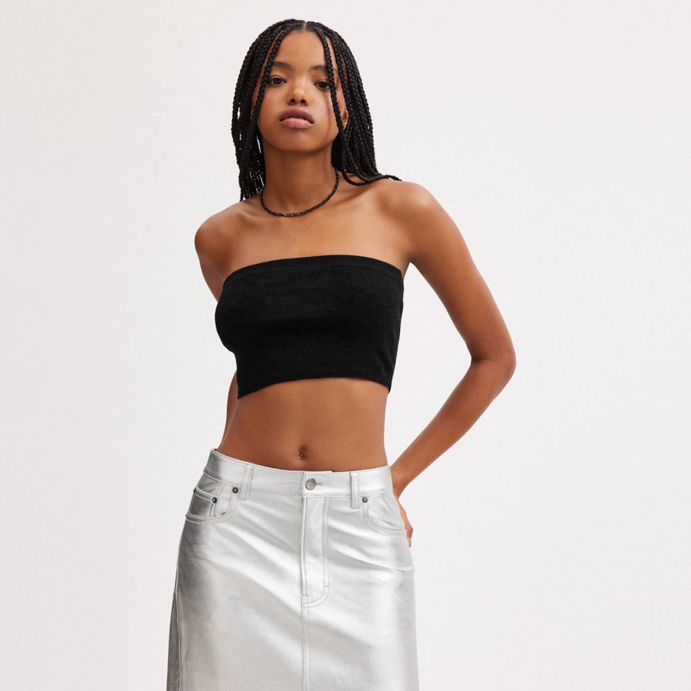 Black Women COACH® Signature Bandeau Top Knitwear | NZ LNZ 445