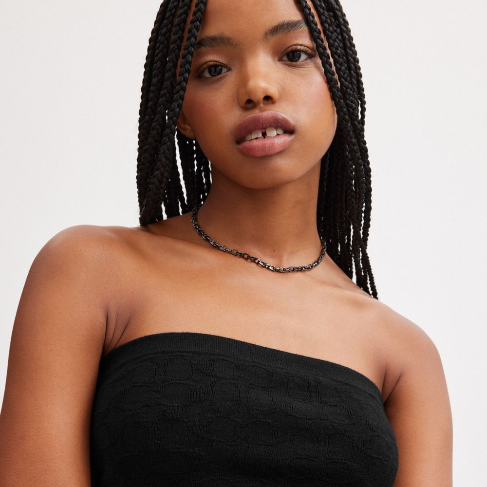 Black Women COACH® Signature Bandeau Top Knitwear | NZ LNZ 445