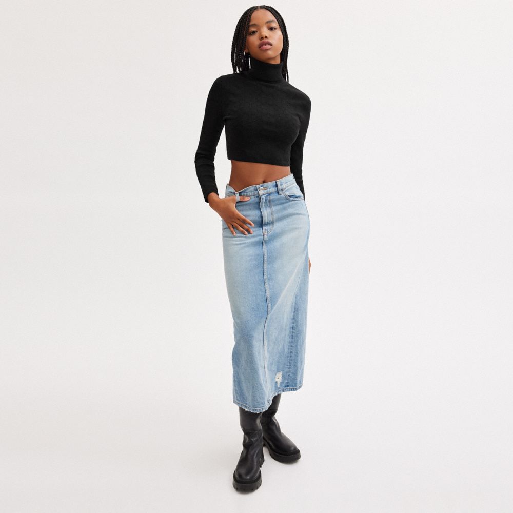 Black Women COACH® Signature Cropped Turtleneck Knitwear | NZ JPU447