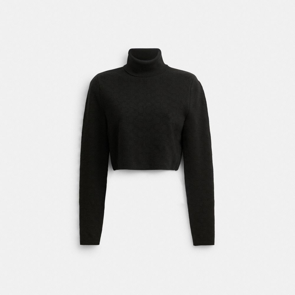 Black Women COACH® Signature Cropped Turtleneck Knitwear | NZ JPU447