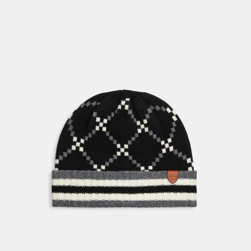 Black Women COACH® Signature Jacquard Beanie | NZ EBZ622