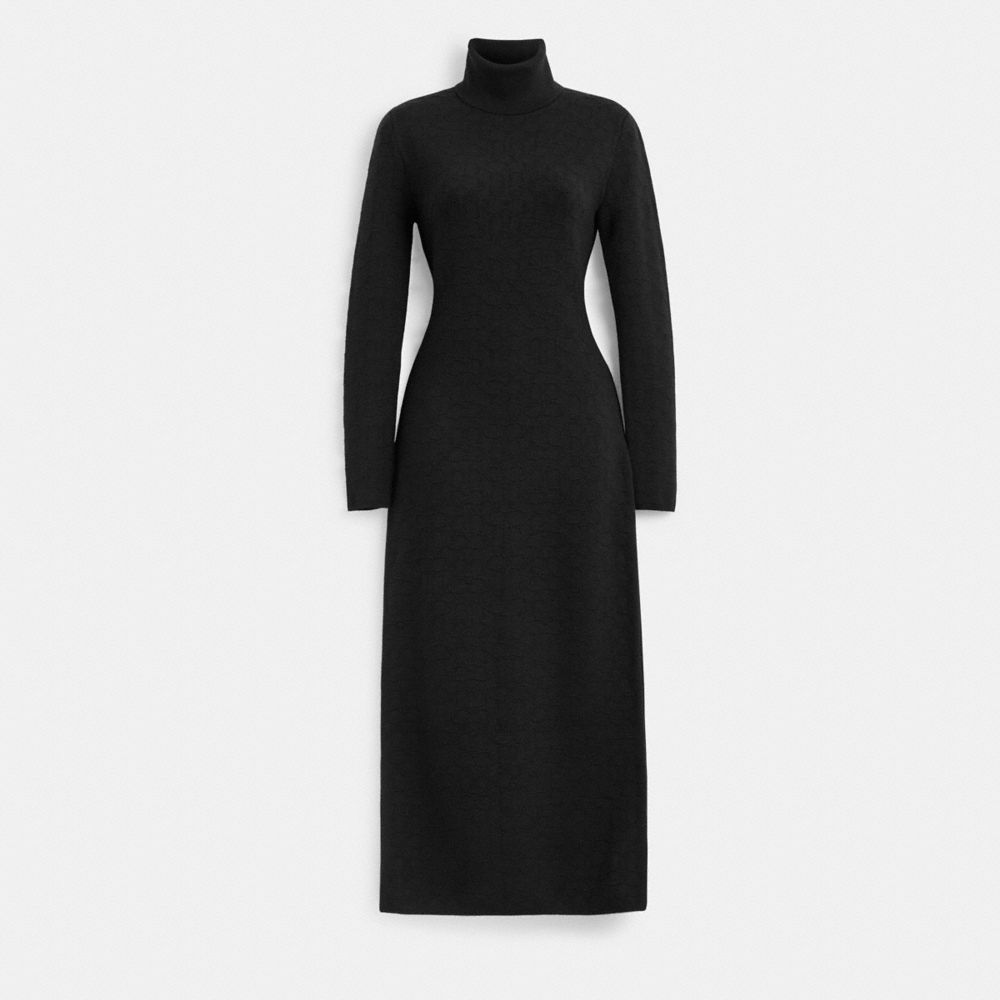 Black Women COACH® Signature Knit Turtleneck Dress | NZ EBV409