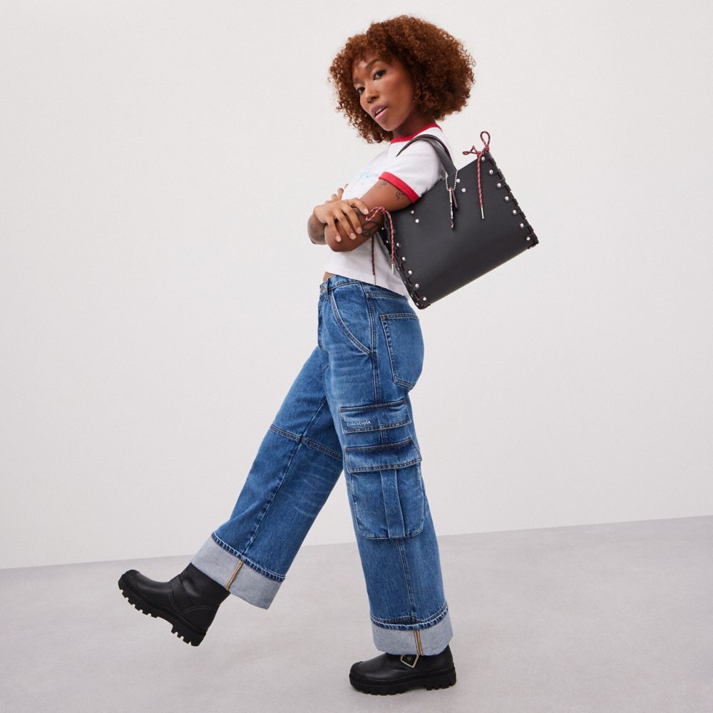 Black Women COACH® The Re Laceable: Medium Tote Bag | NZ FDL945