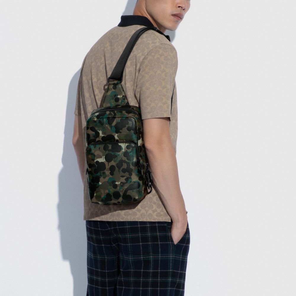 Black / Green / Blue Men COACH® Gotham Pack With Camo Print Backpack | NZ HAK188