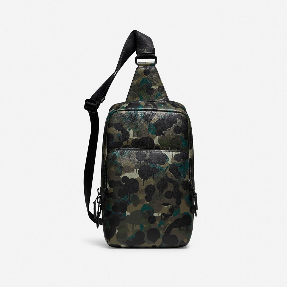 Black / Green / Blue Men COACH® Gotham Pack With Camo Print Backpack | NZ HAK188