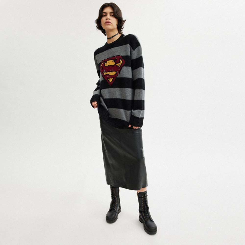 Black / Grey Women COACH® | Dc Superman Oversized Sweater | NZ PJY473