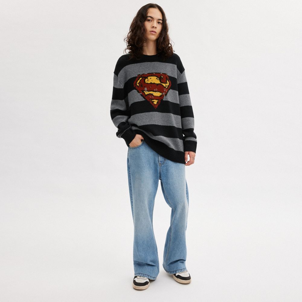 Black / Grey Women COACH® | Dc Superman Oversized Sweater | NZ PJY473