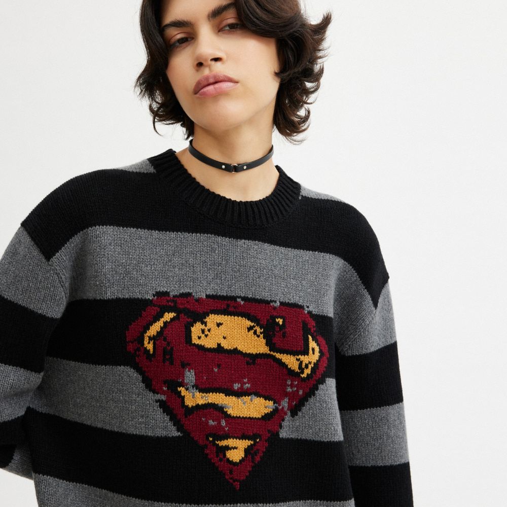 Black / Grey Women COACH® | Dc Superman Oversized Sweater | NZ PJY473