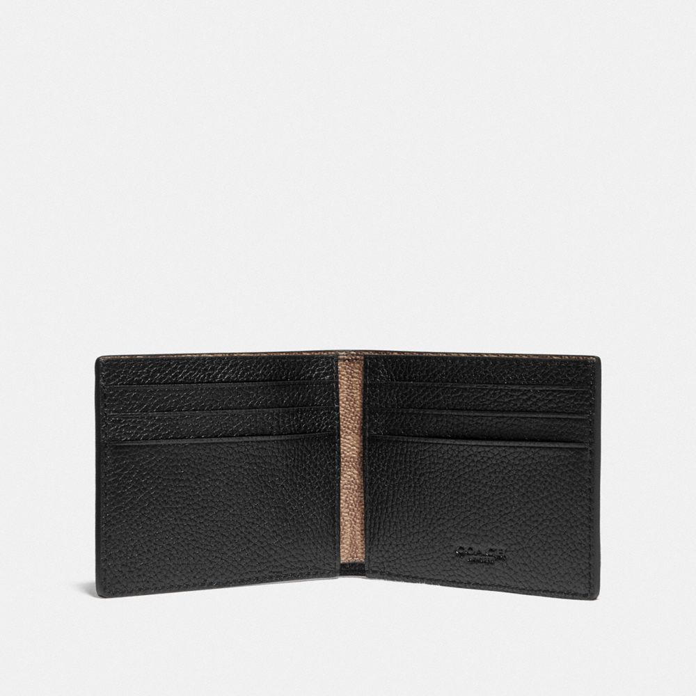 Black / Khaki Men COACH® Slim Billfold With Signature Canvas Detail Wallet | NZ TCM251