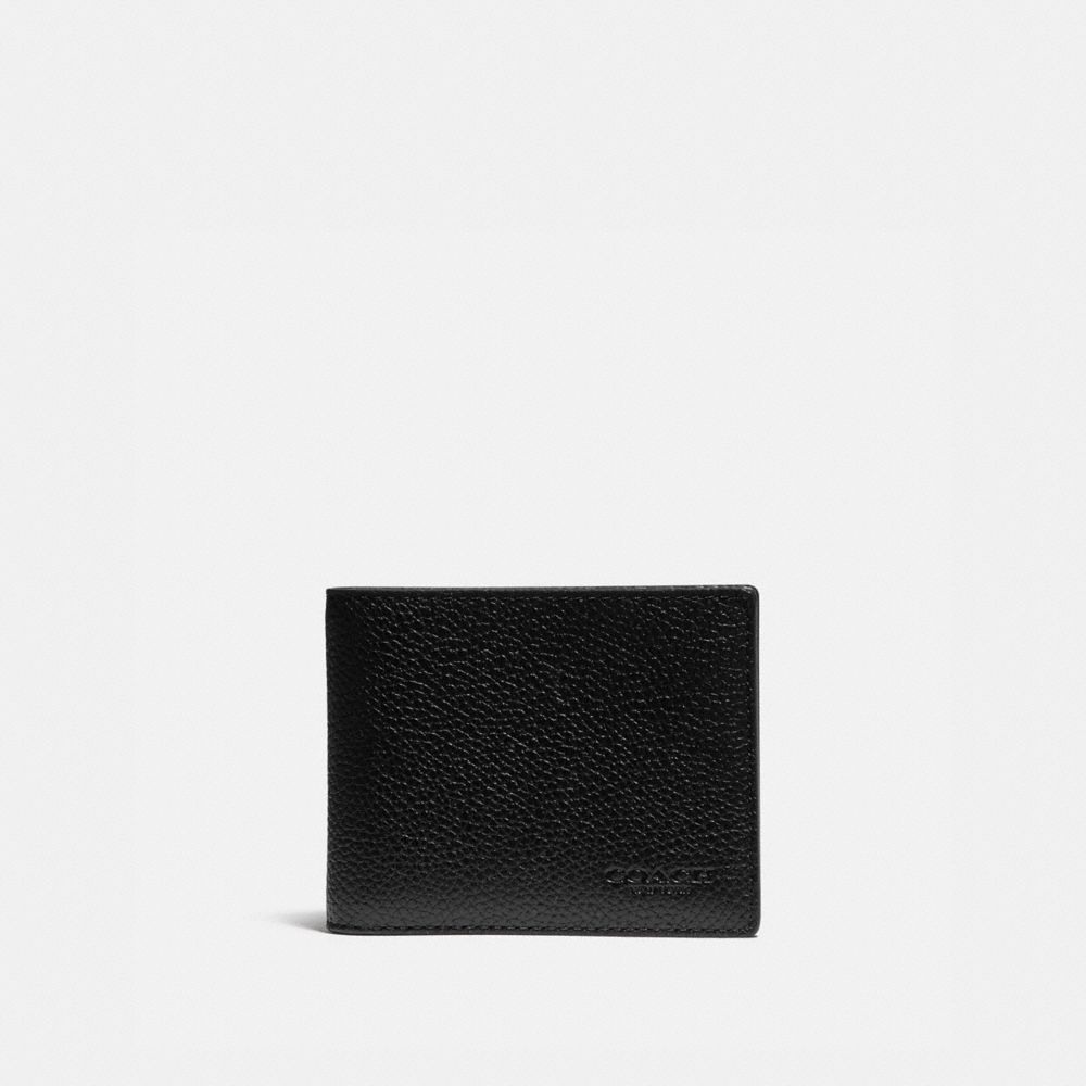 Black / Khaki Men COACH® Slim Billfold With Signature Canvas Detail Wallet | NZ TCM251