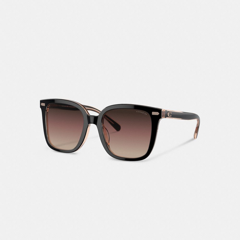 Black / Pink Women COACH® Beveled Signature Oversized Square Sunglasses | NZ RVL675