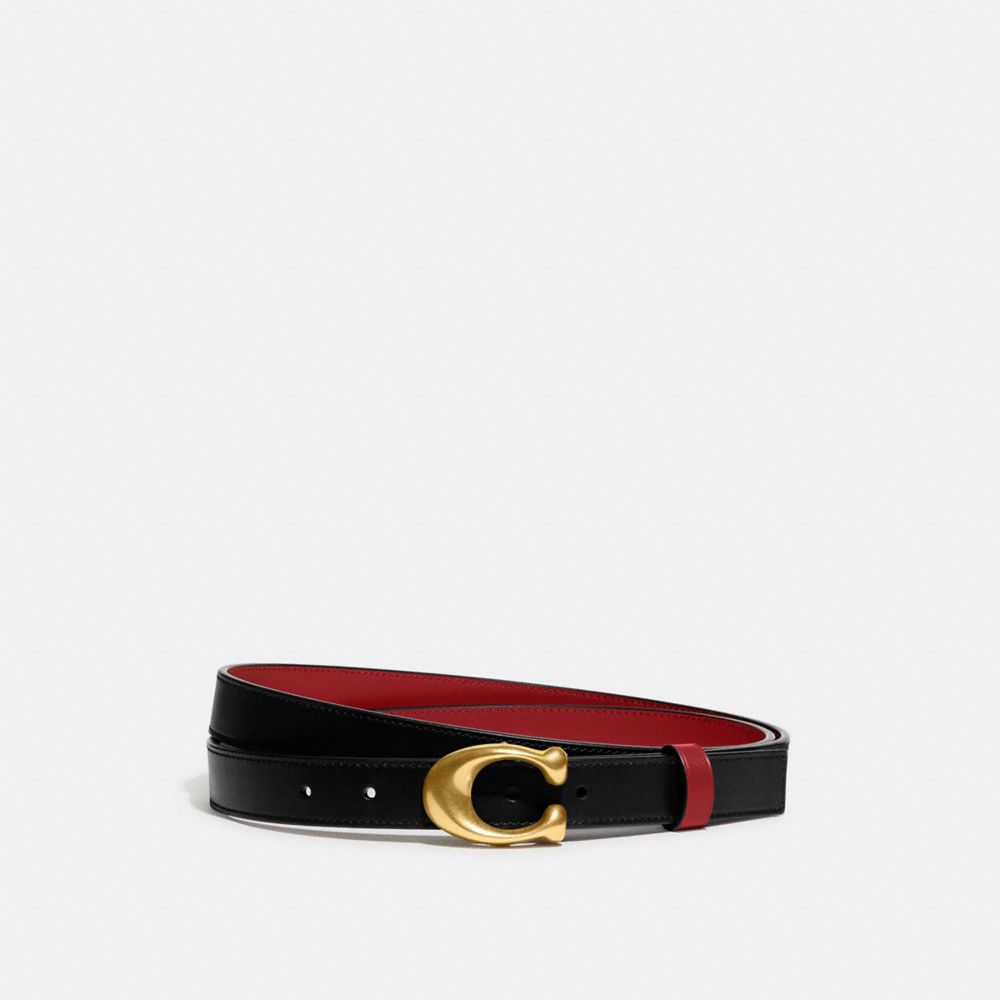 Black / Red Women COACH® Sculpted C Buckle Cut To Size Reversible, 25 Mm Belt | NZ SGW631