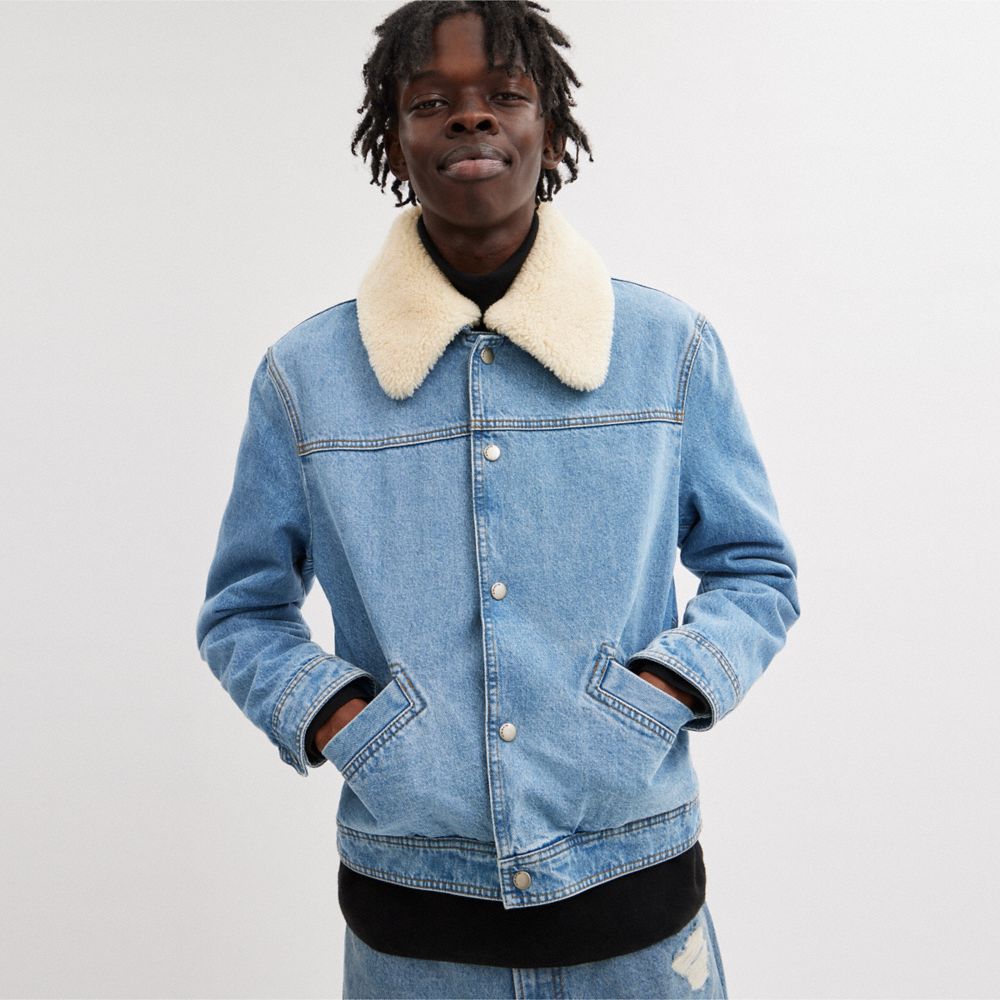 Blue Men COACH® Denim With Shearling Jacket | NZ WNP153