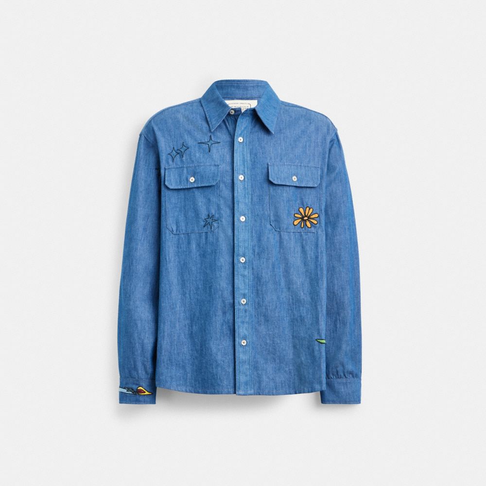 Blue Men COACH® X Observed By Us Chambray Shirt | NZ VRR174