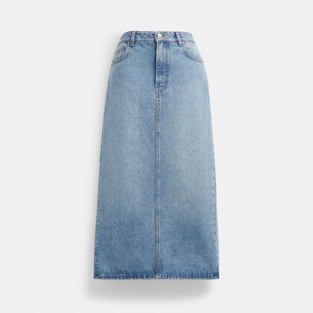 Blue Women COACH® Long Denim Skirt | NZ UZE470