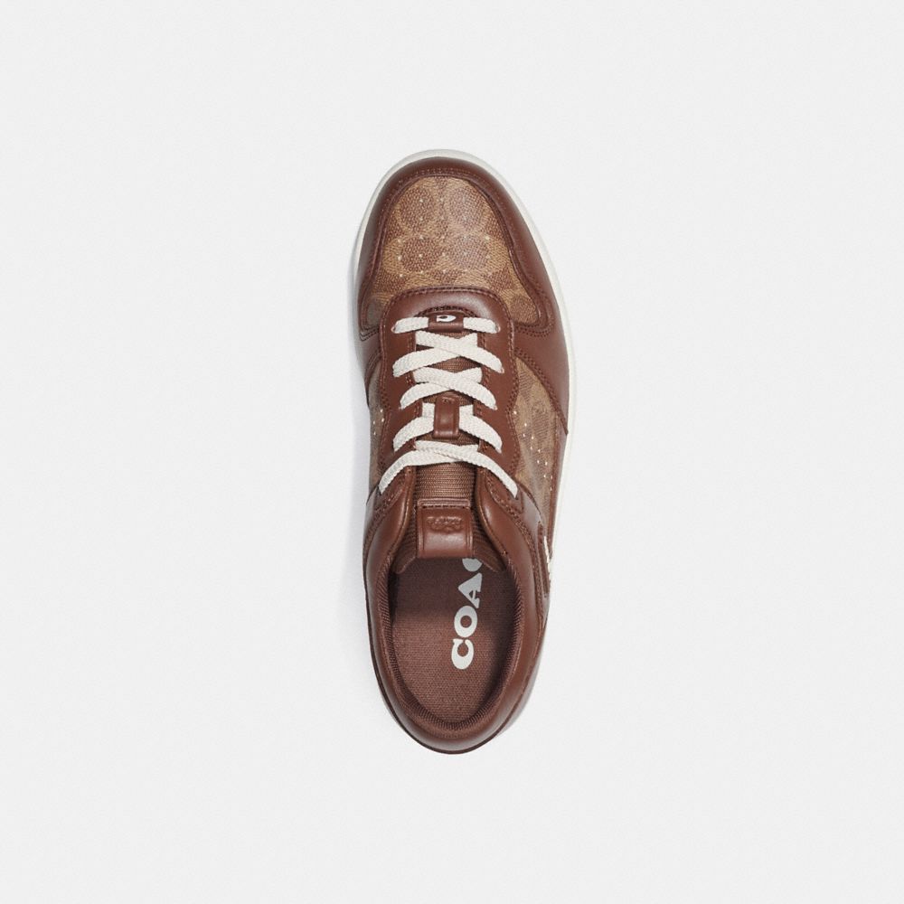 Brown Men COACH® C201 In Signature Canvas Sneakers | NZ NWA127