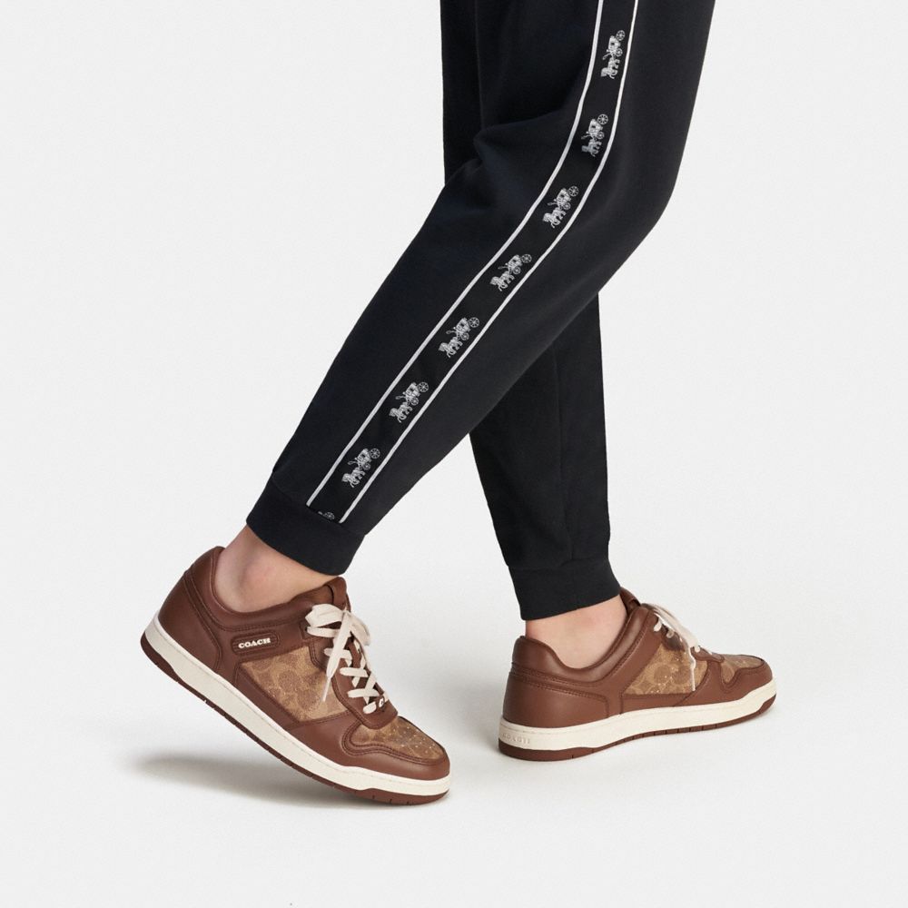 Brown Men COACH® C201 In Signature Canvas Sneakers | NZ NWA127