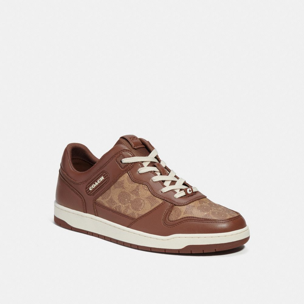 Brown Men COACH® C201 In Signature Canvas Sneakers | NZ NWA127