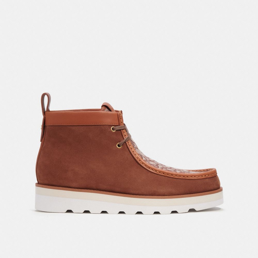 Brown Men COACH® Chukka In Micro Signature Jacquard Boots | NZ RVF103