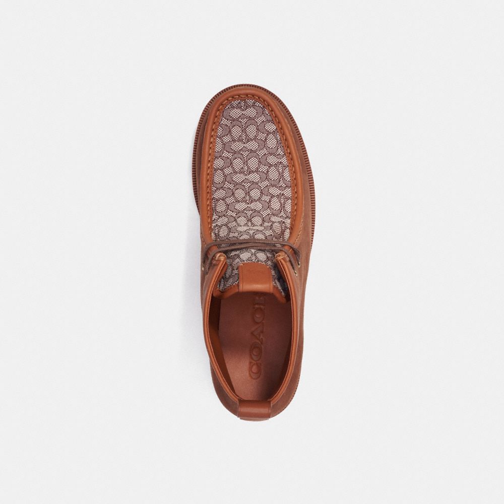 Brown Men COACH® Chukka In Micro Signature Jacquard Boots | NZ RVF103