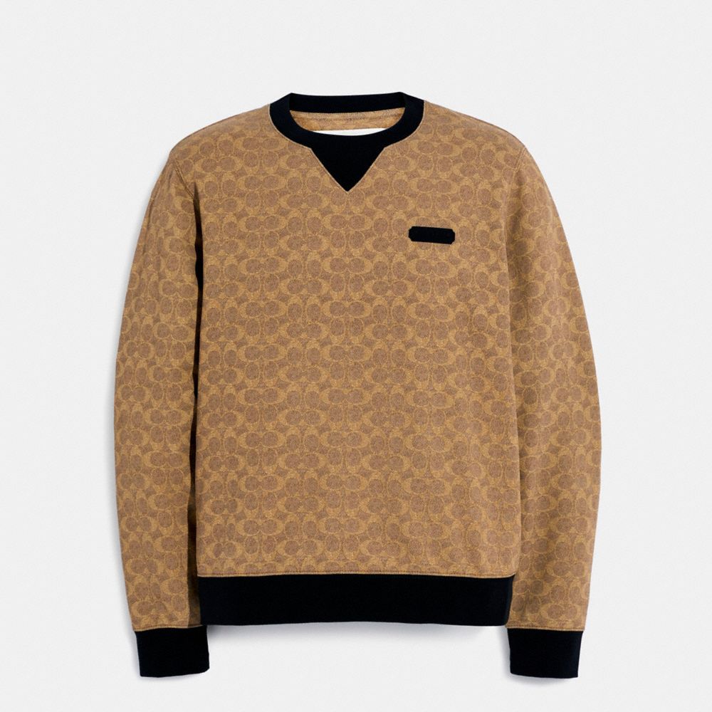 Brown Men COACH® Essential Crewneck In Signature Shirt | NZ XYW172