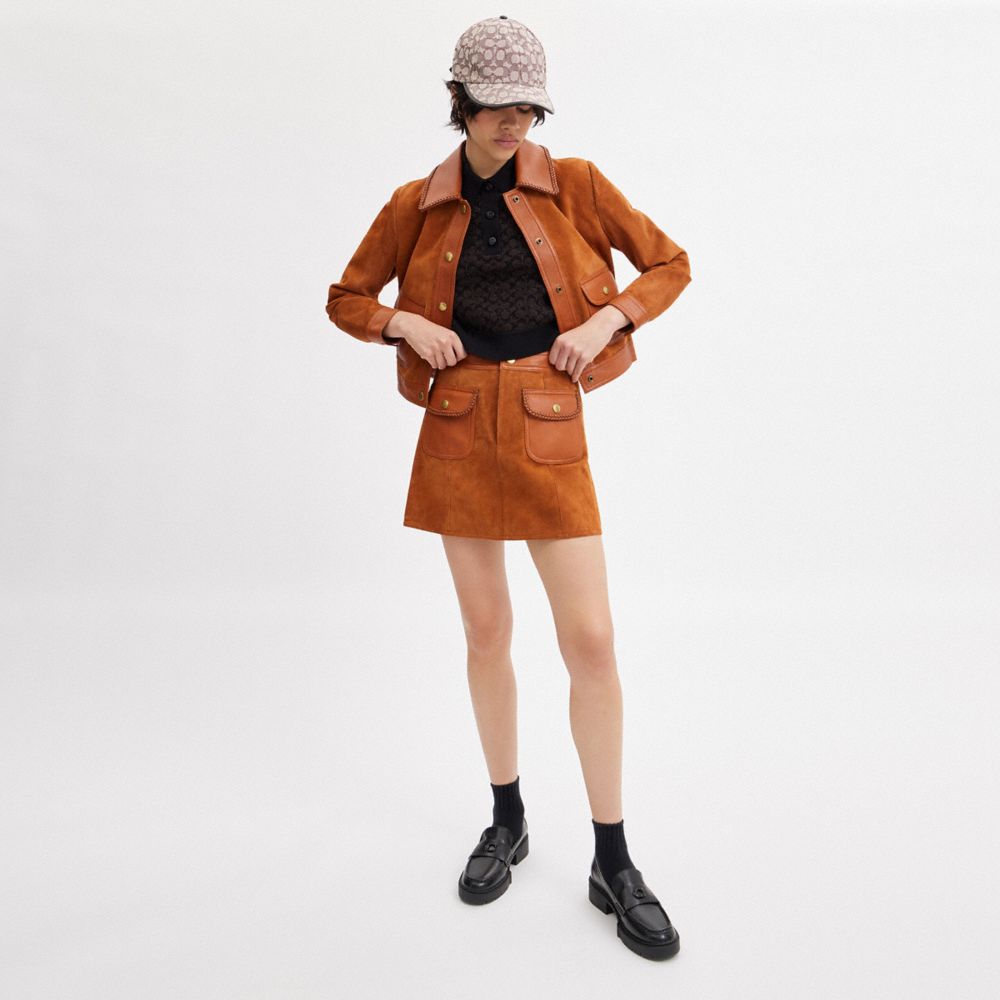 Brown Women COACH® Braided Suede Mini Skirt | NZ QMB464