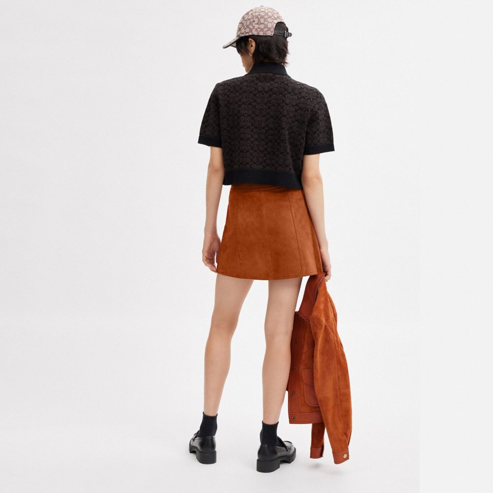 Brown Women COACH® Braided Suede Mini Skirt | NZ QMB464