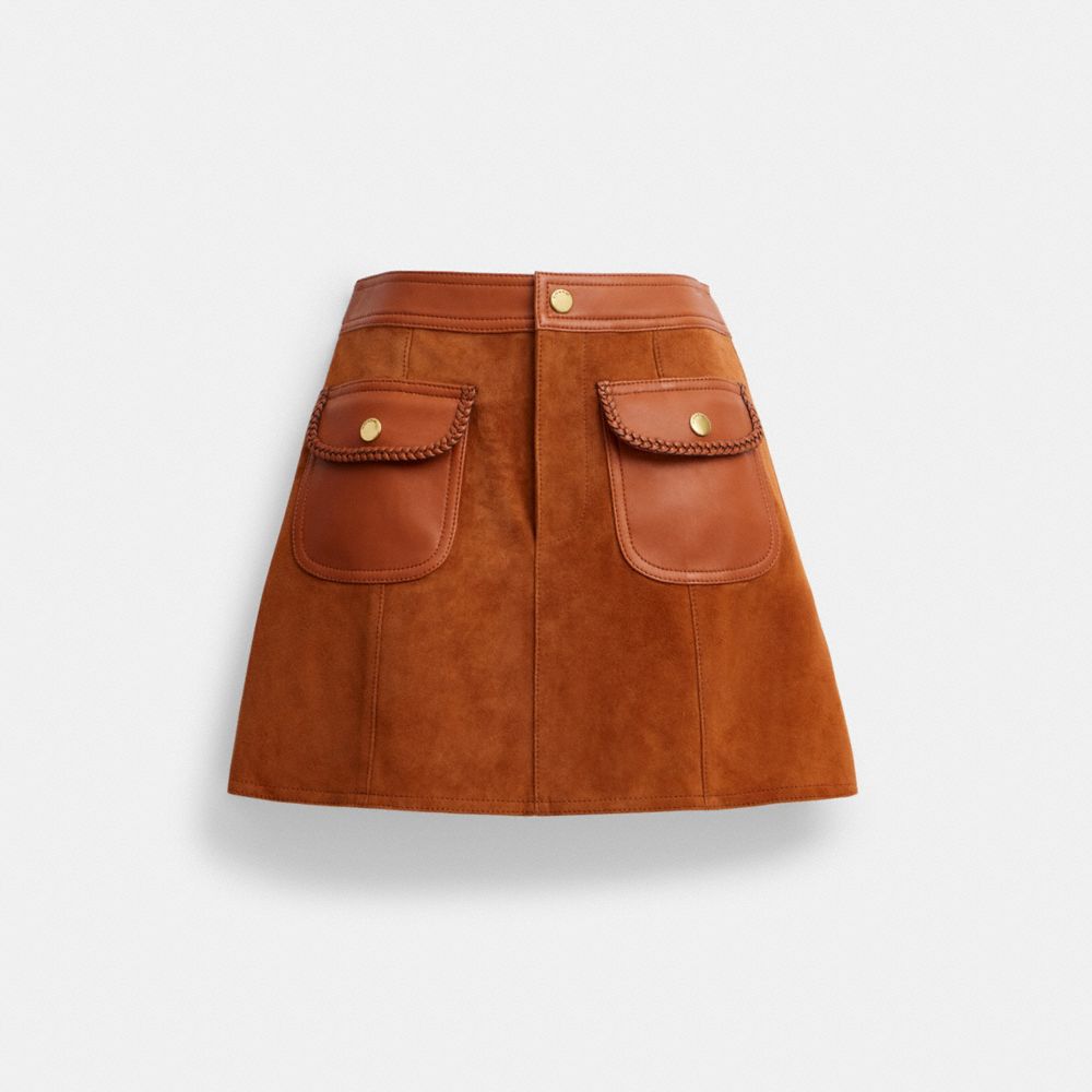 Brown Women COACH® Braided Suede Mini Skirt | NZ QMB464