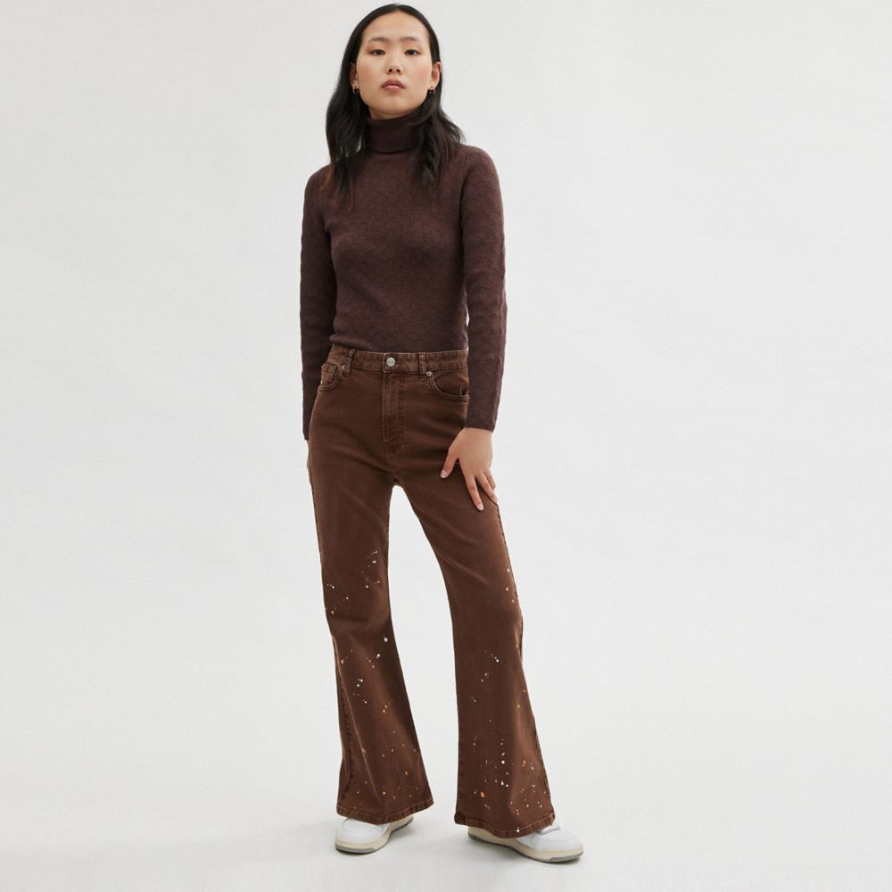 Brown Women COACH® Canvas Boot Cut Jeans Pants | NZ FDP450