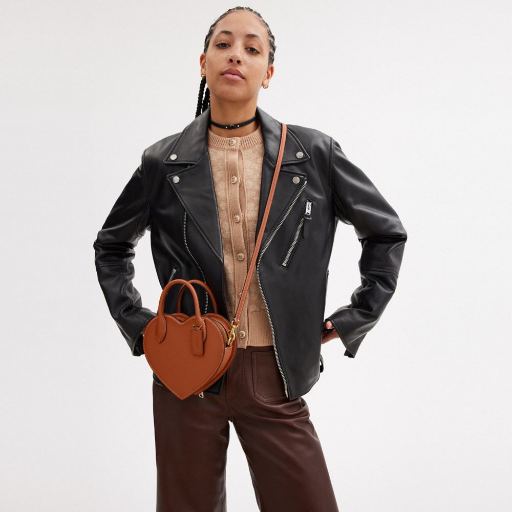 Brown Women COACH® Heart In Regenerative Leather Crossbody Bag | NZ DFB788