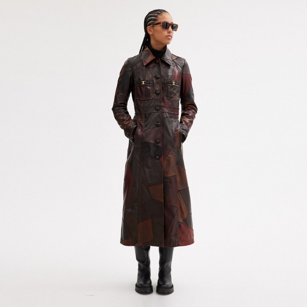 Brown Women COACH® Long Upcrafted Leather Trench Coat | NZ KOI394