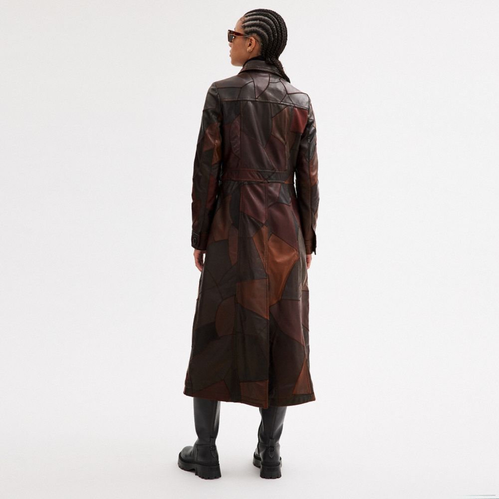 Brown Women COACH® Long Upcrafted Leather Trench Coat | NZ KOI394