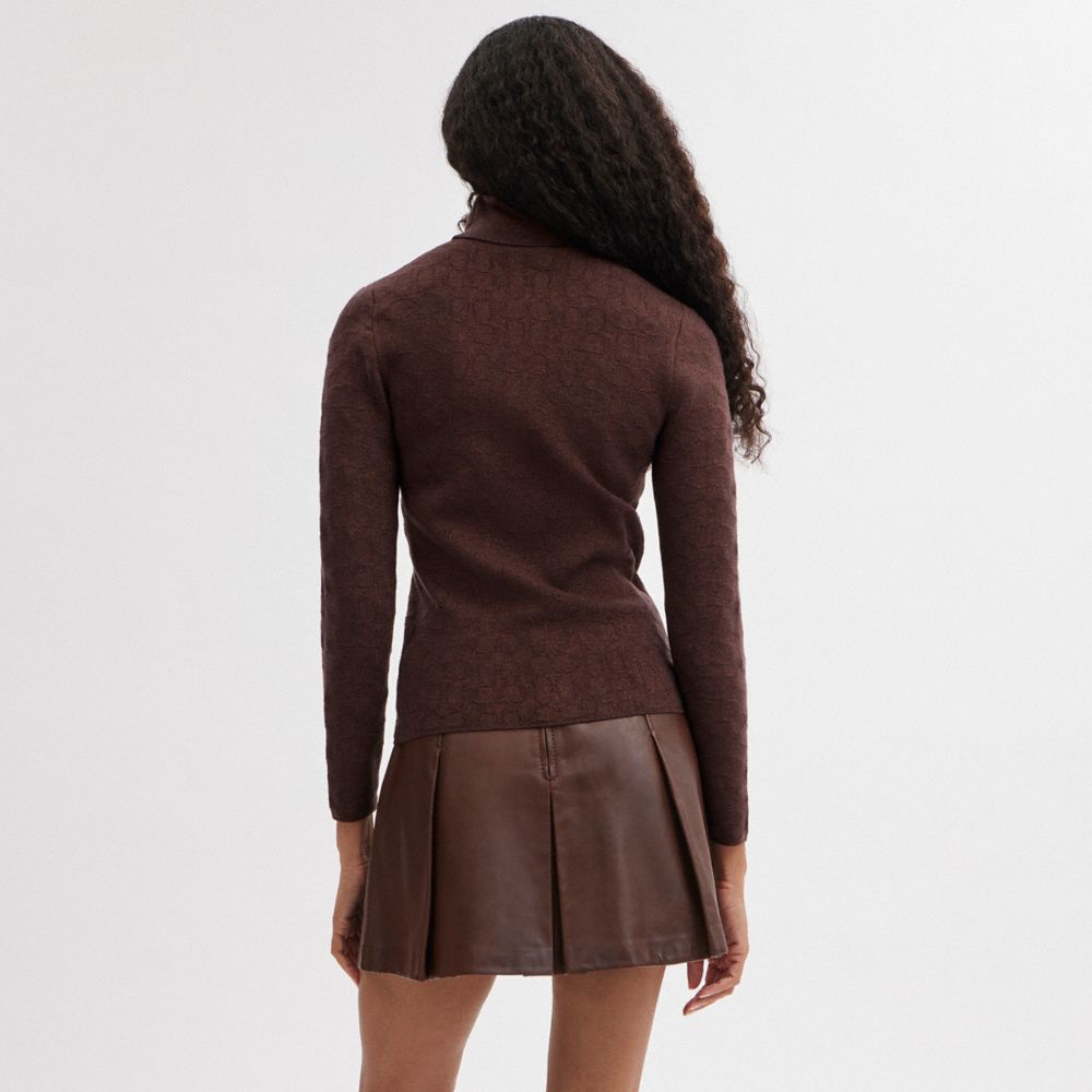 Brown Women COACH® Lurex Signature Turtleneck Sweater | NZ FDP477