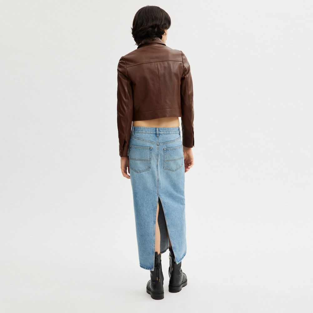 Brown Women COACH® Shrunken Leather Jacket | NZ NWM439