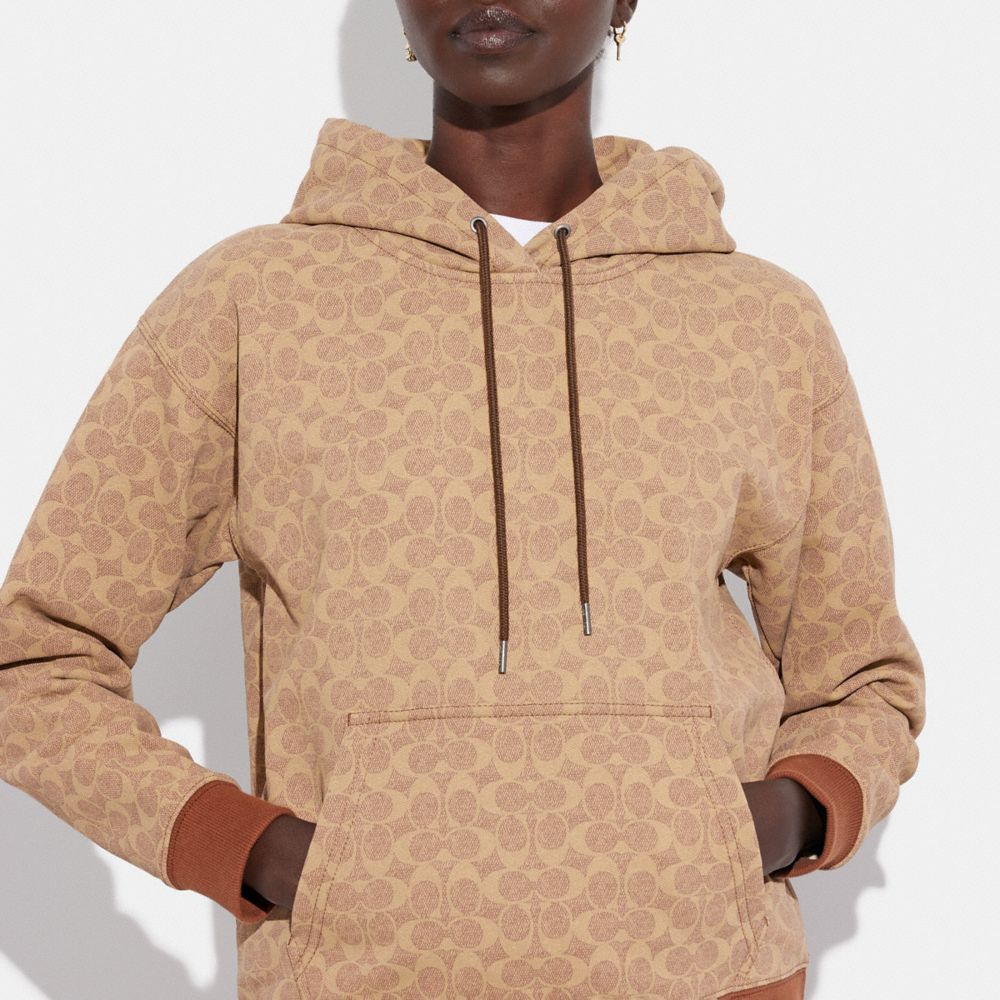 Brown Women COACH® Signature Shrunken Hoodie | NZ OKU420