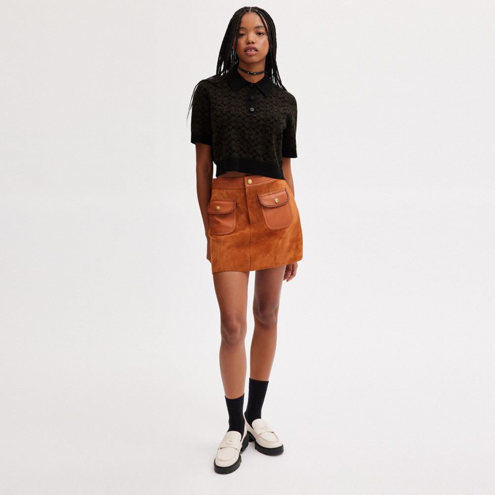 Brown Women COACH® Sporty Cropped Polo Shirt | NZ EBX461