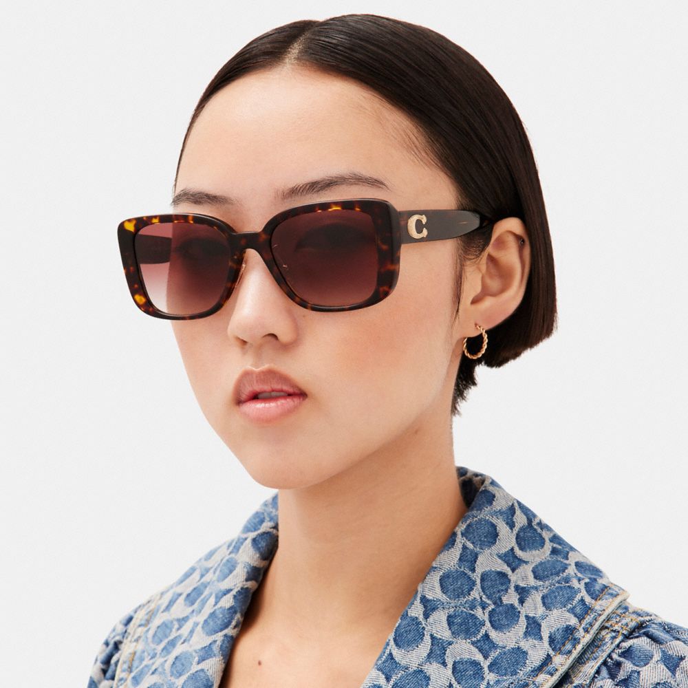 Brown / Black Women COACH® Tabby Oversized Square Sunglasses | NZ VRK701