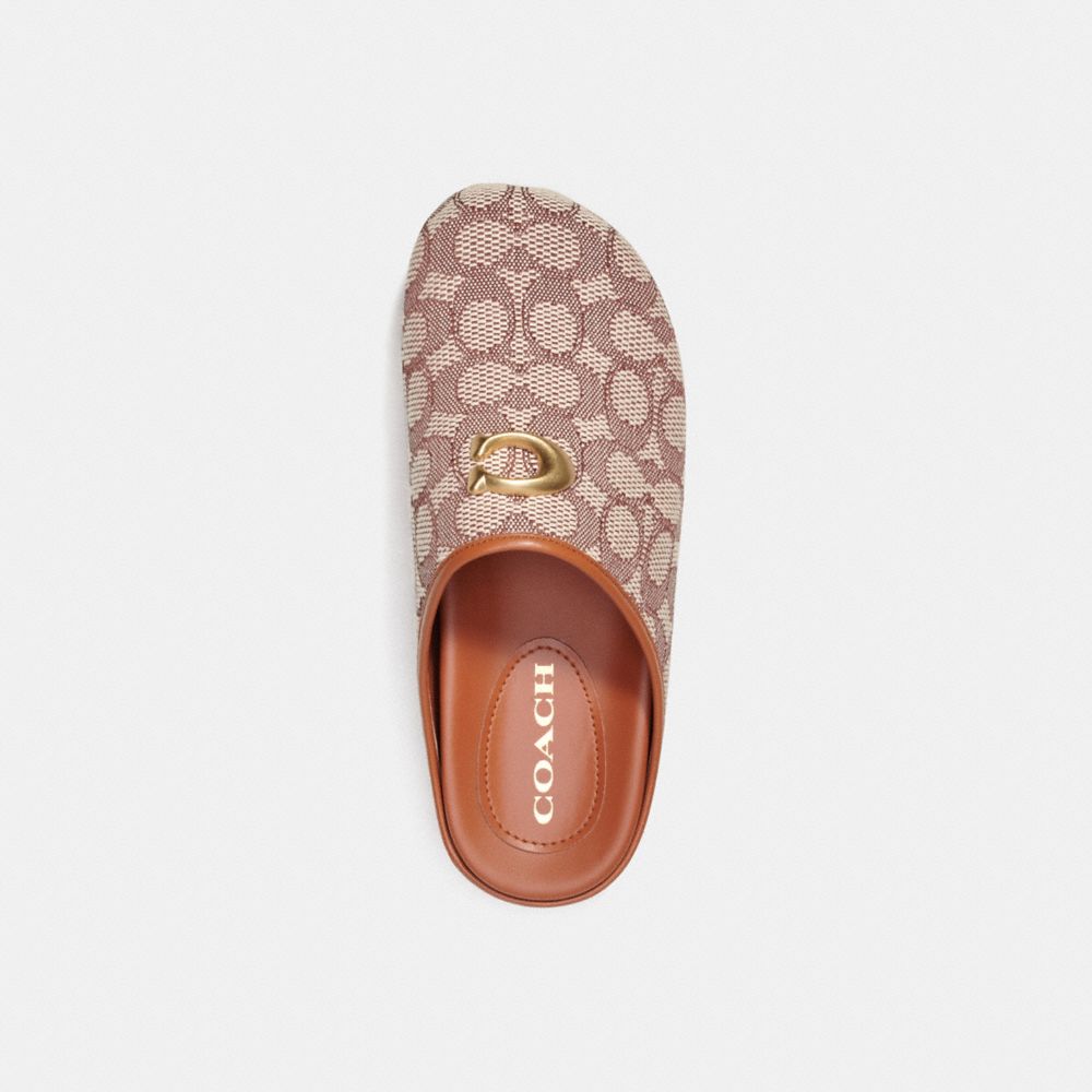 Brown / Grey Women COACH® Hadley Slipper In Signature Textile Jacquard Sandals | NZ AHJ349