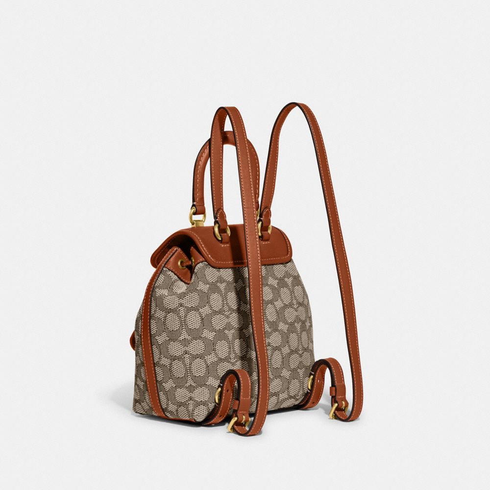 Brown / Grey Women COACH® Riya 21 In Signature Textile Jacquard Backpack | NZ WNS722